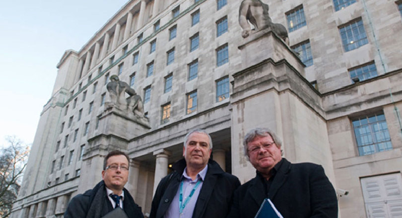 AWE reps and Richard Tabbner (centre) outside MOD